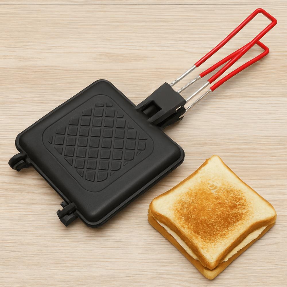 Double-Sided Outdoor Folding Sandwich Grill Pan Heat-resistant Non-Stick Sandwich Maker Detachable Bread Heating Pan Pancake