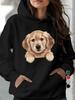 Casual Hoodies Women Featuring a 200G Golden Retriever Puppy Design