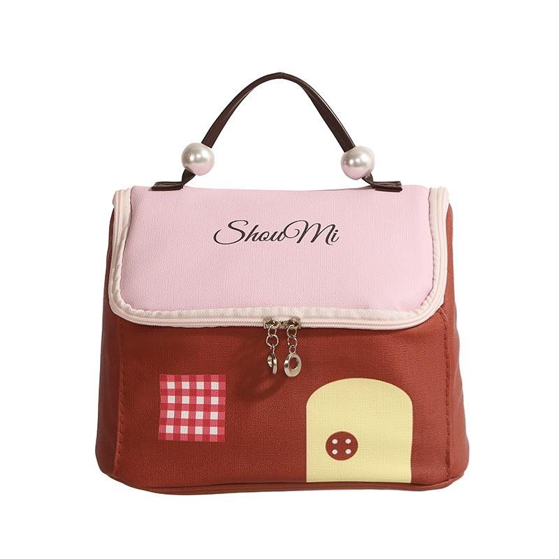 New cute dopamine color small house portable travel portable large capacity cartoon storage bag cosmetic bag