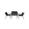 Garden Table and Chairs Set - MARBUENO SUMMER - Black Steel - Textilene - Modern - Table Dimensions: 82x42x42 Cm