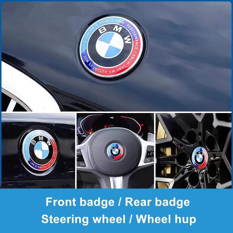 BMW 50. Yıl Logosu İçin Ön Kaput Amblemi 81mm+Arka Amblem 74mm+Jant Kapağı 68mm+56mm Direksiyon Simidi Çıkartması 46mm
