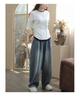 Women's Plus Size Elastic Waist Denim Wide-Leg Harem Pants - Slimming and Casual for Spring and Autumn