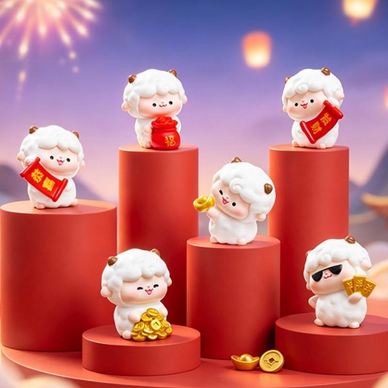 2027 Goat Year Miniature Ornaments Zodiac Cartoon Lucky Sheep Diy Car Decoration Office Desktop Decor Ornaments
