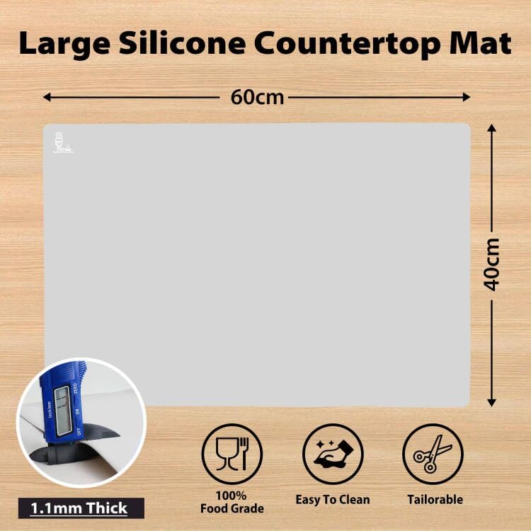 SUPER KITCHEN Silicone Countertop Protection Cooking Food Large Baking Kitchen Mat for Mat, Mat, Mat, Grade, Size, Mat, Bread/Cookies/Pizza