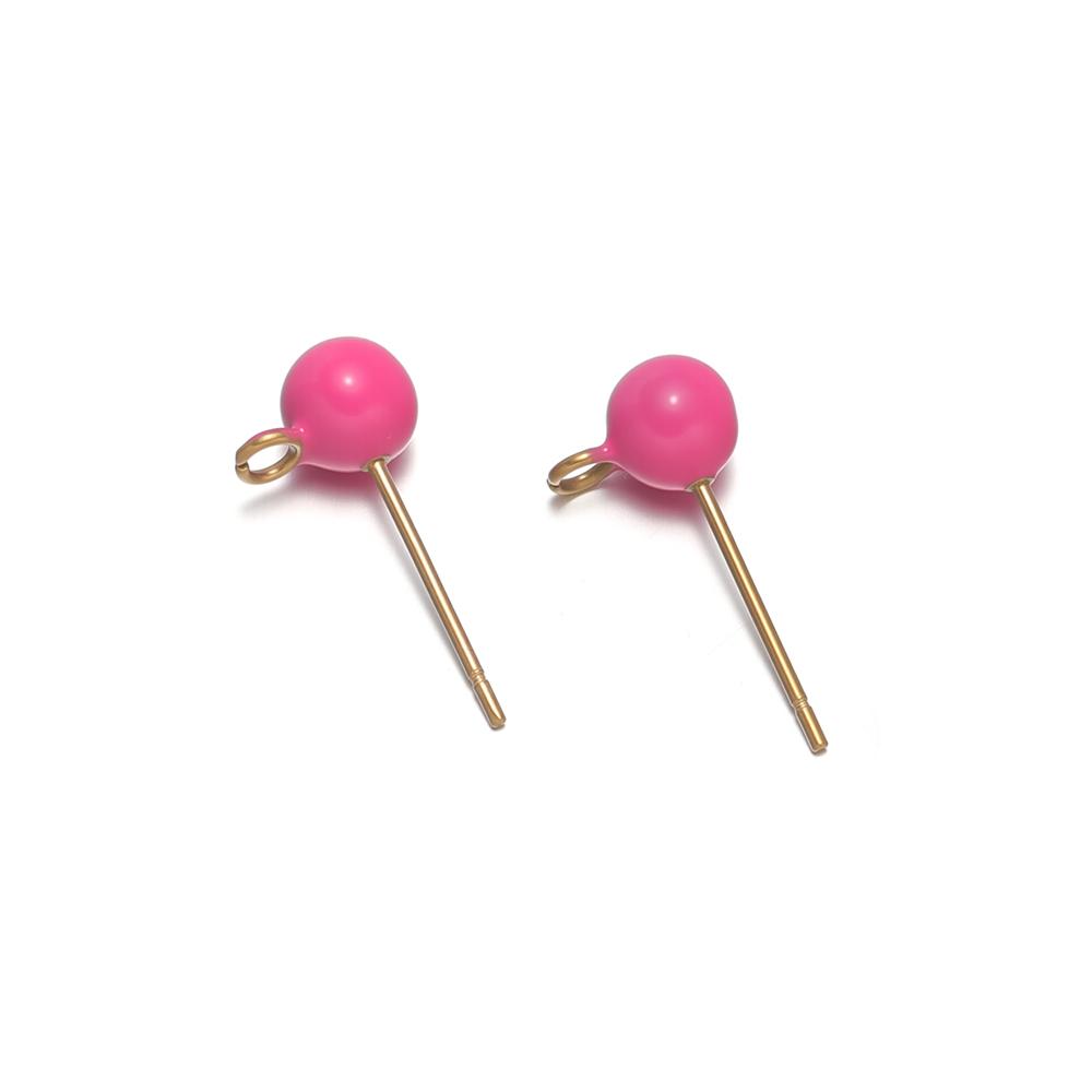 10Pcs Stainless Steel 5mm Enamel Ball Stud Earrings Post with Hook for DIY Girls Earrings Making Jewelry Findings Accessories