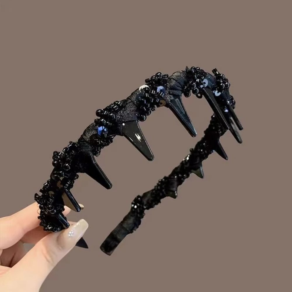 Fluffy High Cranial Top Headband Korean Style Non-slip Hair Hoop Wave Hairband with Teeth  Student