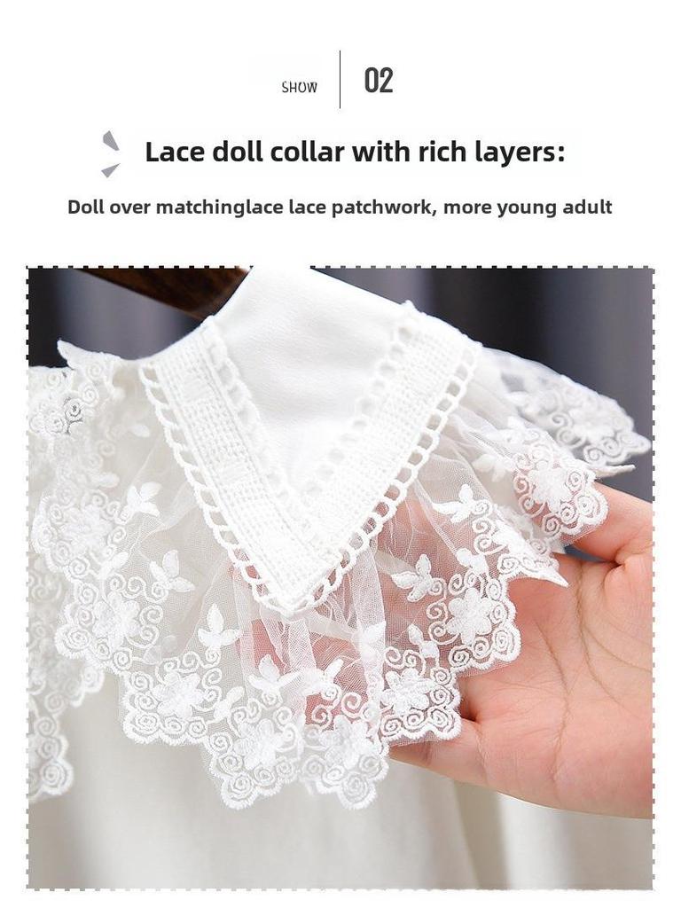 Girls' Fashionable Short-Sleeve Doll Collar Pure Cotton T-Shirt - Summer Trendy Tee for Ages 6+