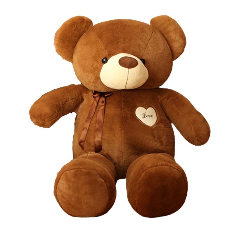 Adorable Silky Ribbon Teddy Bear Plush Toy For Girls Pp Cotton Stuffed Animal In Short Plush