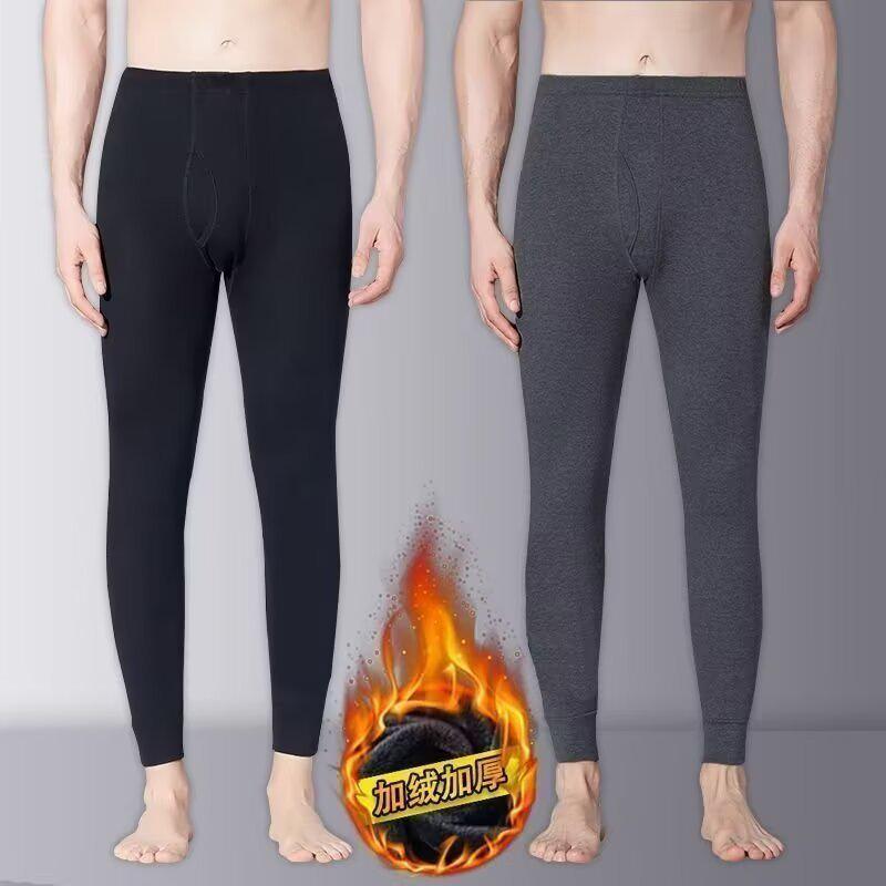 Men's Insulated Non-Shedding Fleece Base Layer Pants - Comfortable, Warm, Dirt-Resistant, Plus Velvet Thickened for Autumn and Winter.