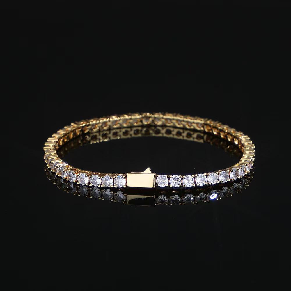 Cross-border Hip-hop Zircon Tennis Bracelet: Trendy Single Row Diamond Design for Men and Women