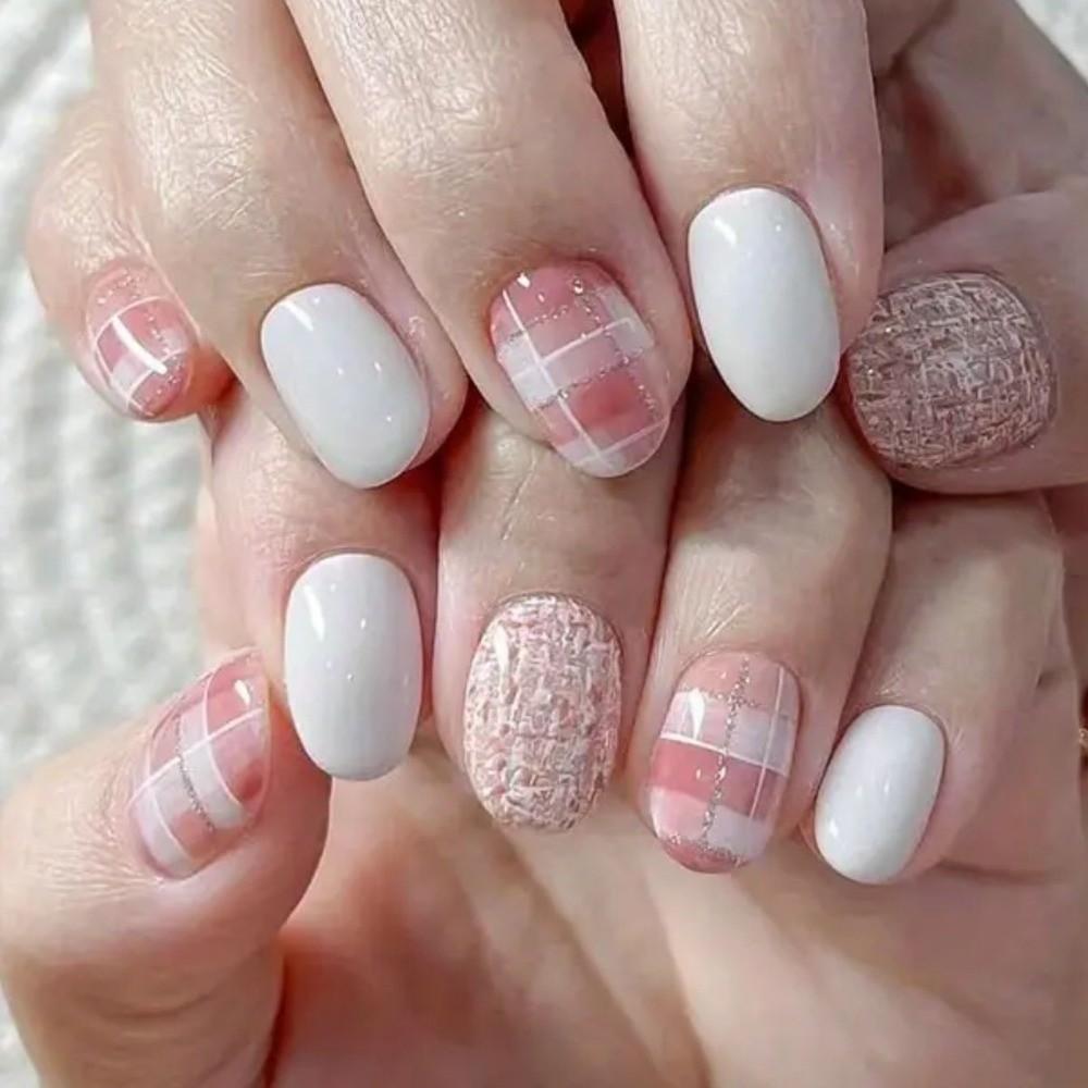 10 Rollen Karomuster Nail Art Aufkleber Rosa Gitter Maniküre Abziehbilder Nail Art Folie Nageldekoration