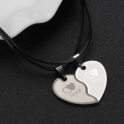 Yousheng 1 Pair Couple Matching Necklaces Heart Pendant Love Symbol Electroplated Alloy Anniversary Valentines Day Gift Neck Jewelry