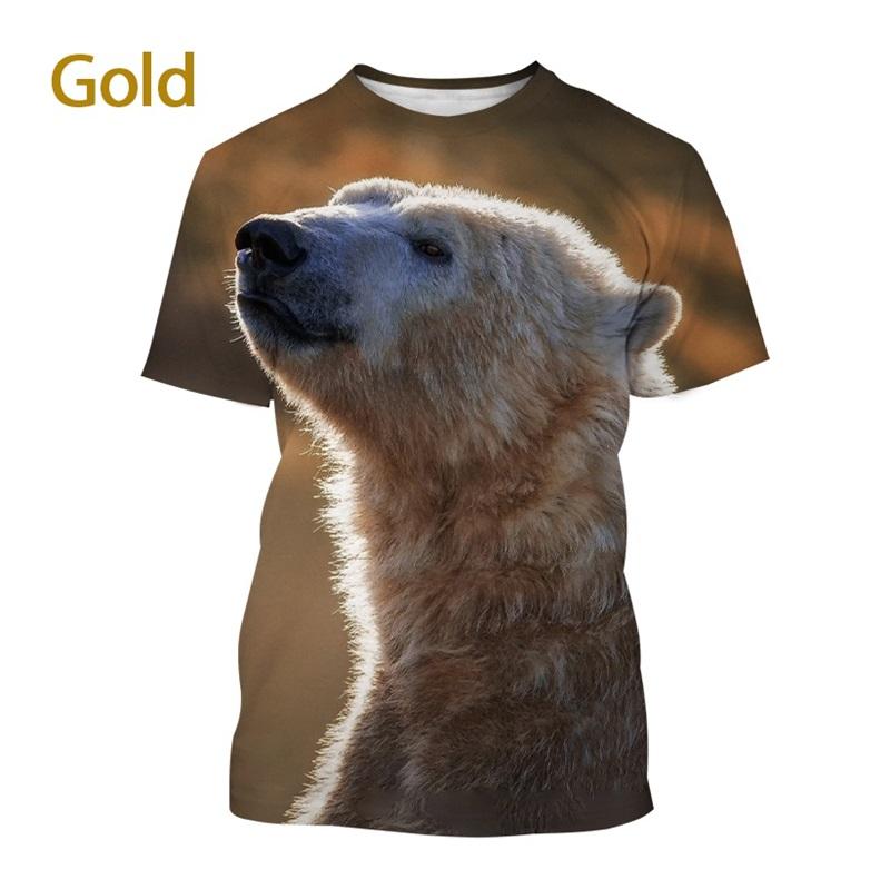 Full Print Animal Polar Bear Graphic T-Shirt For Men Summer Short Sleeve Oversized T Shirt Kids Tees Tops Clothes