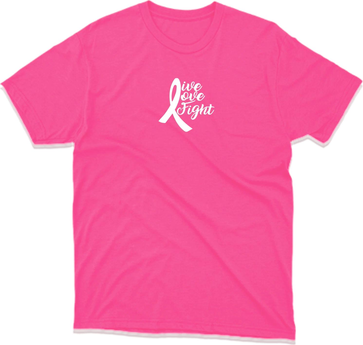 Embroidered Pink Ribbon Live Love Fight Breast Cancer Awareness Women s T Shirt 4XL