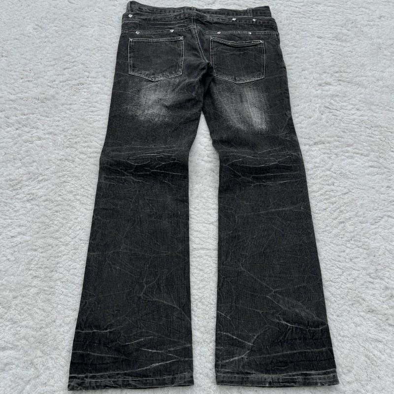 Vintage Gothic Wide-Leg Distressed Washed Denim Jeans Men 2025 Casual Straight Fit