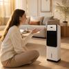 Tall Heat Fan with Remote Control Clear Digital Display, Quiet LowProfile, for Living Room