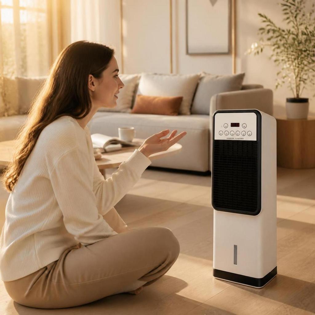 Tall Heat Fan with Remote Control Clear Digital Display, Quiet LowProfile, for Living Room