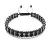 1Pcs Natural Tiger Eye Stone Hematite Adjustable Bracelet Double Hand-Woven Rows Of Beads Bracelet Men's Friendship Bracelet Jewelry