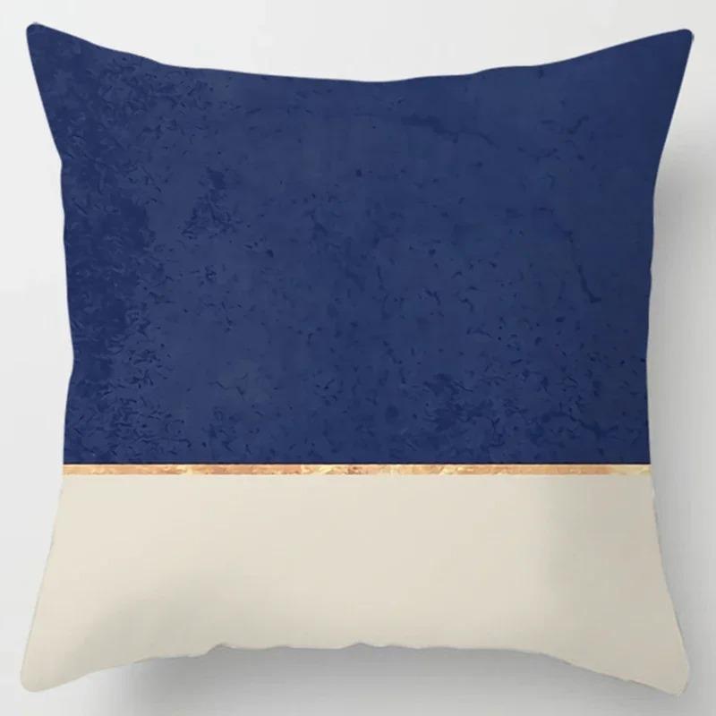Modern Simple Dark Blue Geometric Pillowcase Home Sofa Cushion Cover