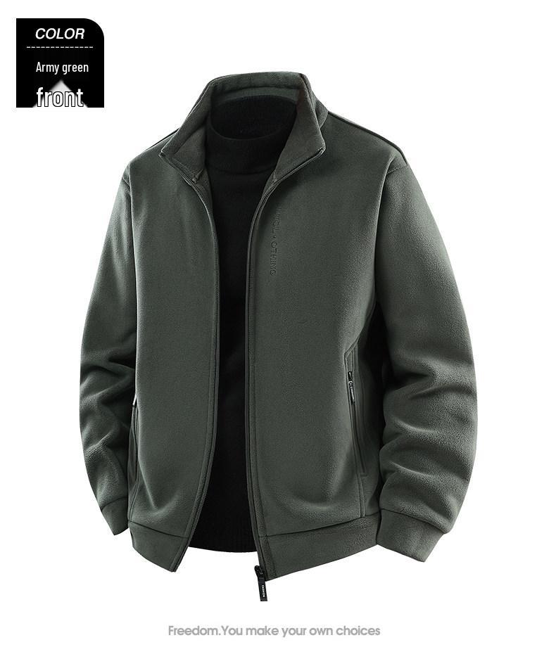 Woodpecker Men's High-End Fleece Jacket - Spring/Autumn Cardigan for Middle-Aged Dads