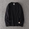 Style Loose Heavy Weight Pure Cotton Washed Long-T-Shirt Men's Clothing Tops Casual round Neck All-Matching Pure Color Bottoming Shirt Fashion