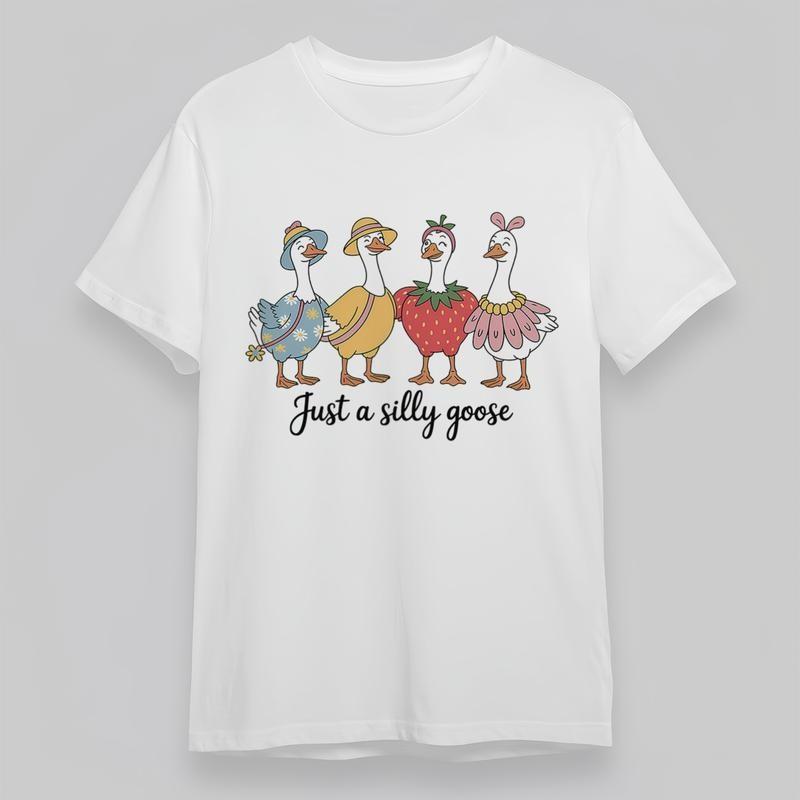 

Женская трендовая классическая футболка большого размера с четырьмя забавными гусями, костюмный принт XL