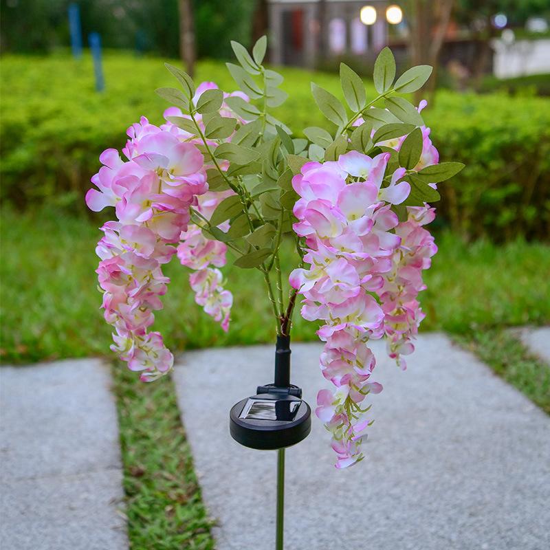 Solar Wisteria Flower Landscape Lights Courtyard Garden Decoration Led Artificial Flower Ground Plug Lights Lawn Lamps