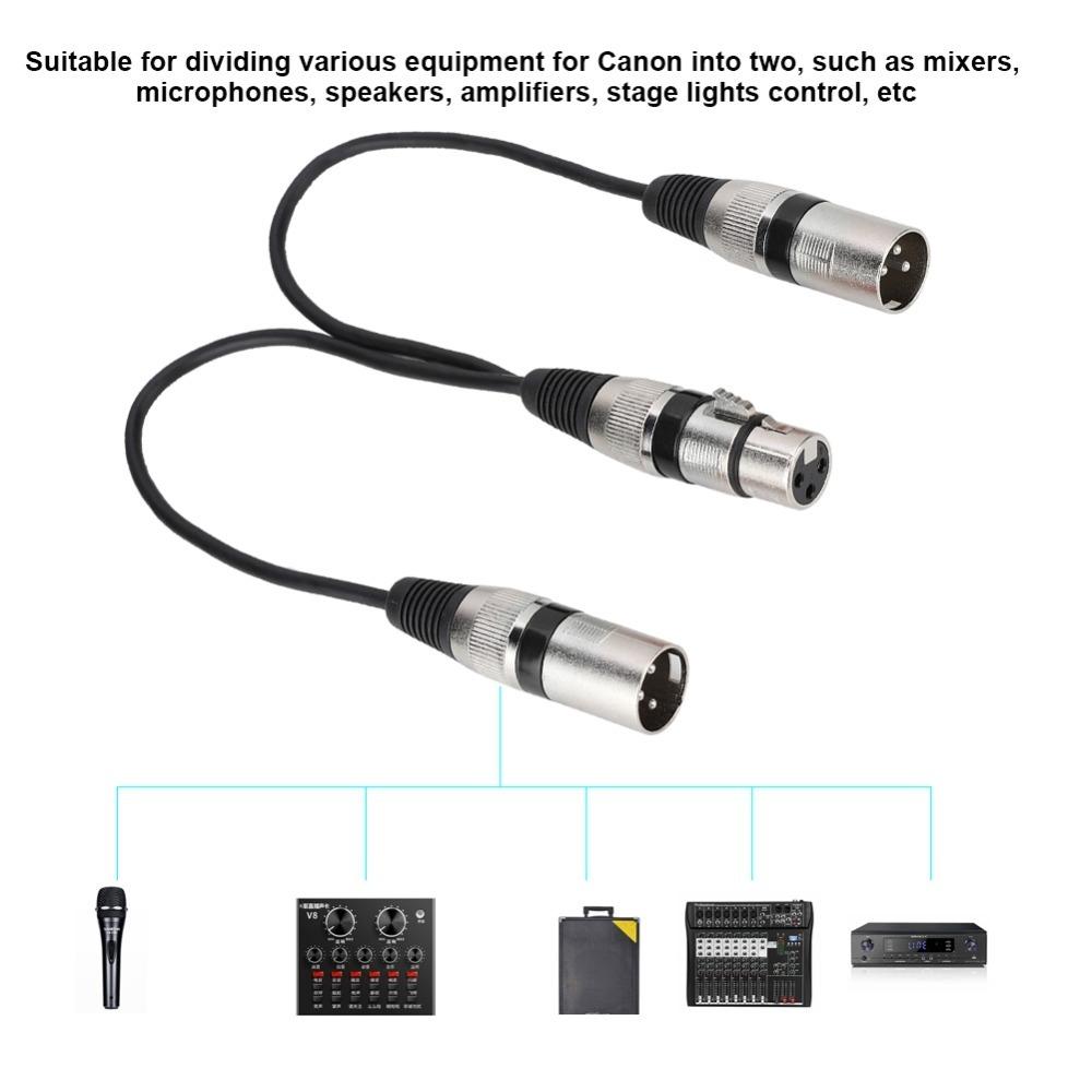 

30cm Length Audio Mic Extension Cable Zinc Alloy Plug XLR Splitter Cable for Canon For Speakers чорний