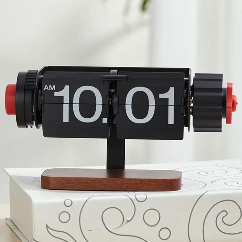 Metallwecker Automatische Seite Luxus Drehwecker Digital Stille Ästhetische Uhren Einzigartige Kreative Kunst Nachttisch Desktop Dekor Wecker