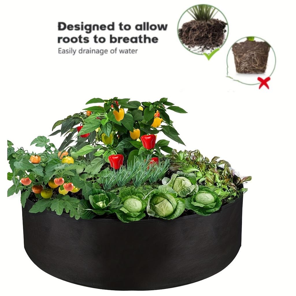 3-pack 30 gallons rund tygplanteringsbädd för grönsaker, frukter, blommor, örter, trädplanteringspåse - Lättviktig