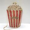 Popcorn White Clear/Red Evening Clutch Bag Wedding Purse Handmade Dazzling Women Shoulder Chain Handbags Party Cocktail Clutches