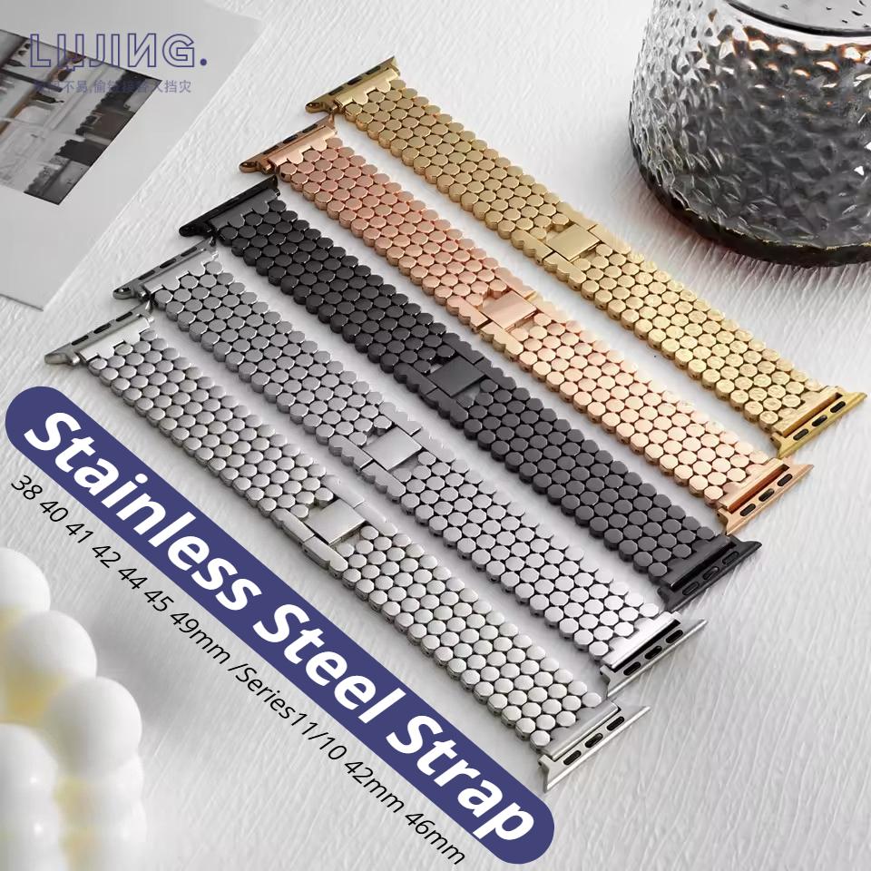 Women Stainless Steel Strap For Apple Watch Ultra 3 49mm Metal Band For iWatch Series 11 10 9 8 6 5 Se 7 46mm 45mm 38mm 42mm 40mm 44mm Luxury Bracelet