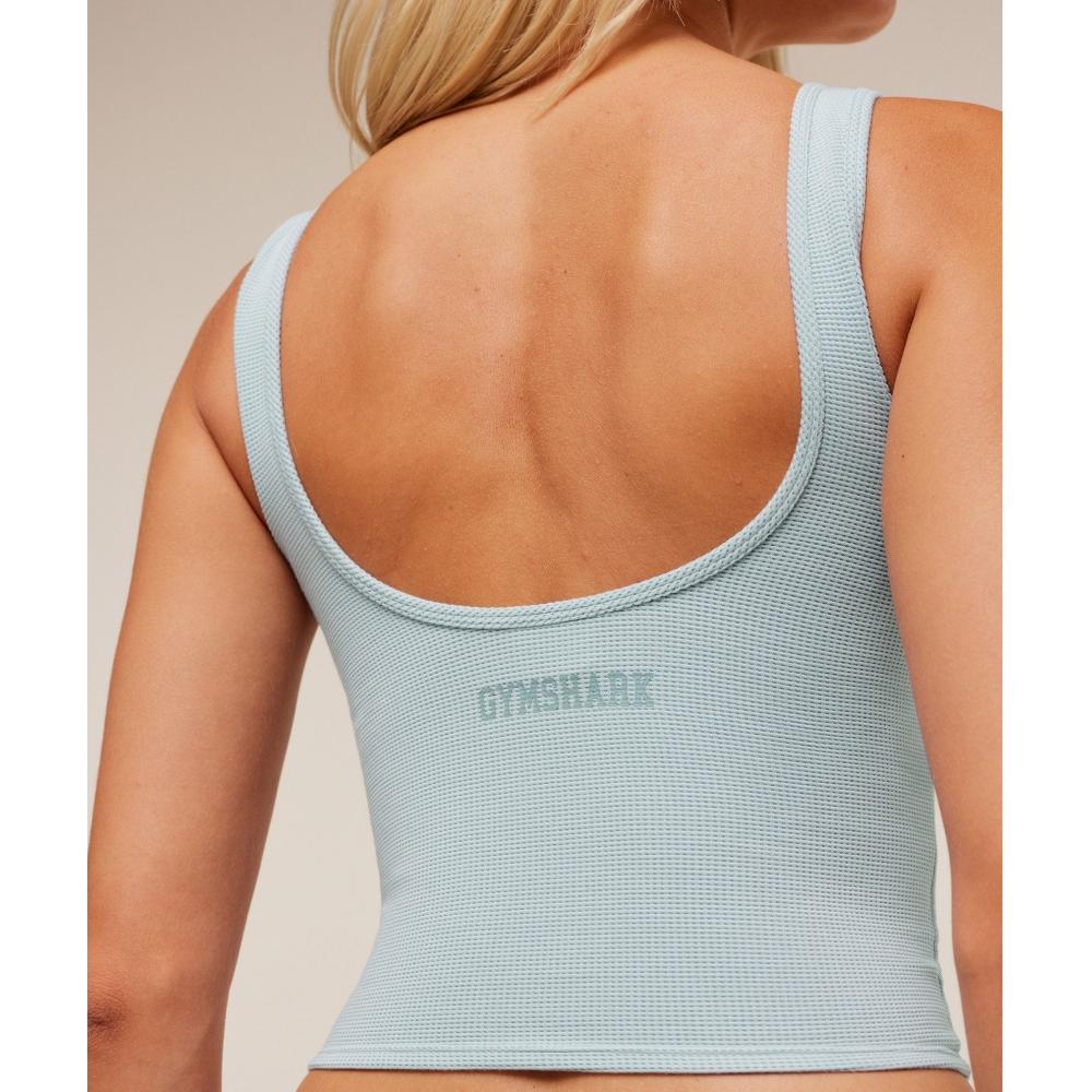 Gymshark Waffle Cropped Tank Smoke Blue B3b2g Udr3