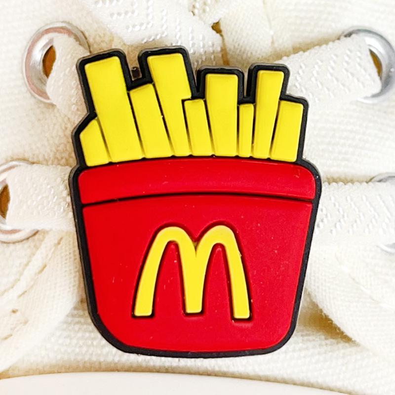 Cute Pilot Dog Shoe Lace Buckle with Cola & Hamburger Design