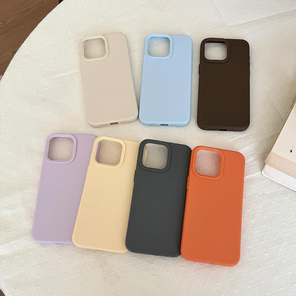 Applicable To Apple 17 Simple Solid Color Skin Feeling Mobile Phone Case Iphone15pro Silicone Anti-drop 13 All-inclusive Protective Case