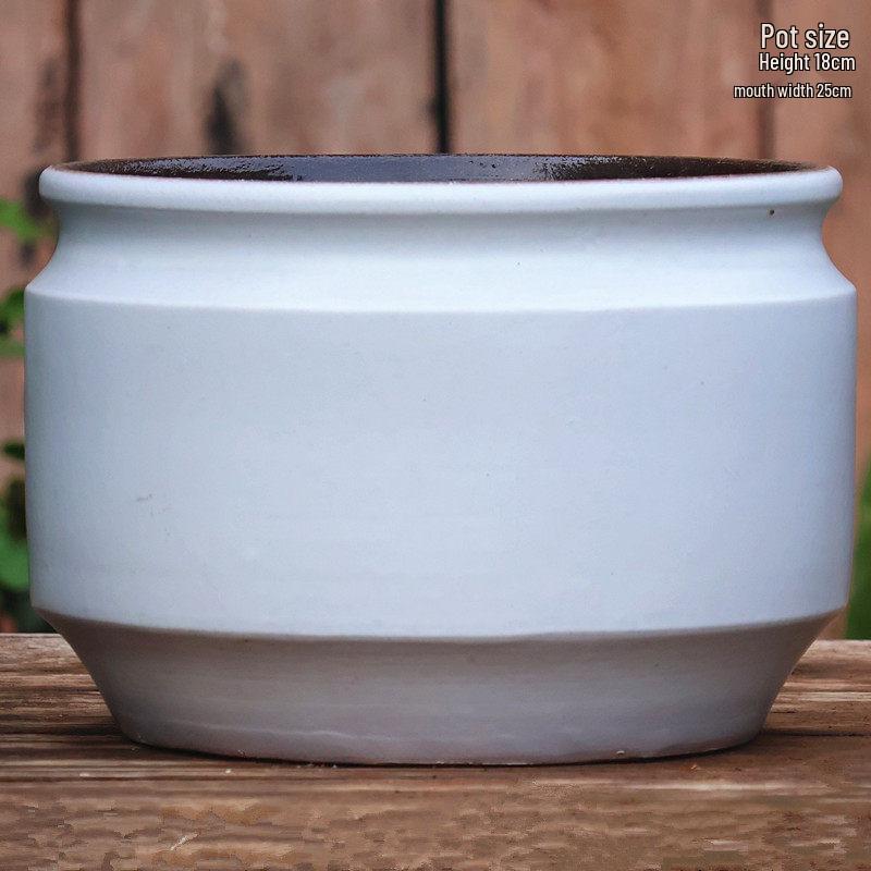 Large Coarse Pottery Green Planter: Ceramic Flower Pot for Succulents, Orchids, and Plants