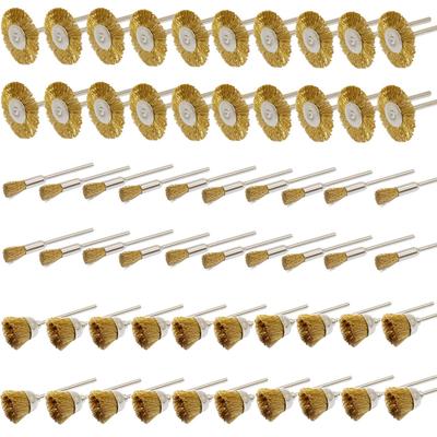 JINTONG Dremel 3 Types of Brass Wire Wire Wheel Polishing Grinding Bristle Polishing Dremel Rotary Tool Accessories Pack of 60 Brushes, Brushes,