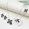 Flora Four Leaf Clover Cubic Zirconia Jewelry Set Plated Copper Bracelet Ring Necklace Earrings Valentine's Day Gift for Her