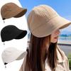 Damen Faltbarer Sonnenhut Sommer Outdoor Strand Fischerhut Sonnenschutz UV-Schutzkappe Verstellbar Baumwolle Breite Krempe Bucket Caps