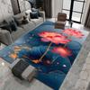 Blue and Gold Lotus Flower Living Room Rug, Modern Chinese Style, Light Luxury Decorative Rug for Bedroom