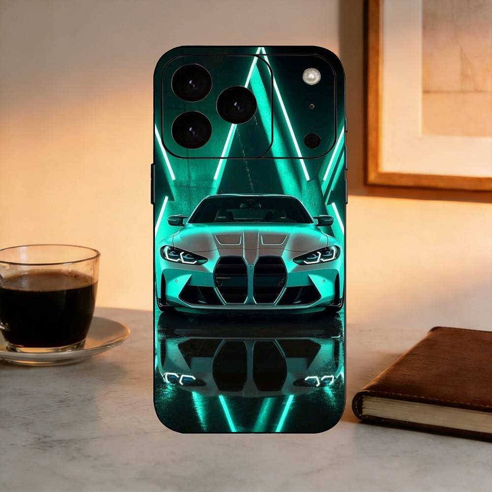 Cool Sports Blue-white Red Car-M4 CAR Phone Case For iPhone 17, 16,15,14,13,12,11 Plus,Pro Max, Others Soft Black Cover