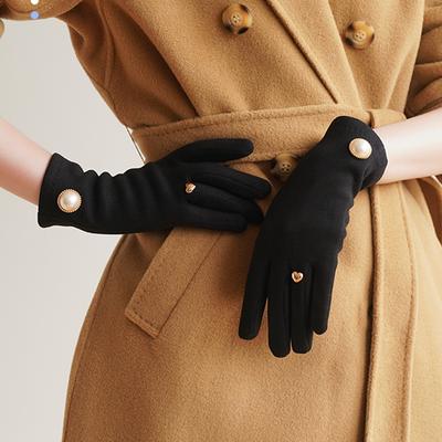 Woman's Fashionable Gloves Pearl Ornament Lightweight Elegant Gloves Winter Autumn Outdoor Windproof Gloves