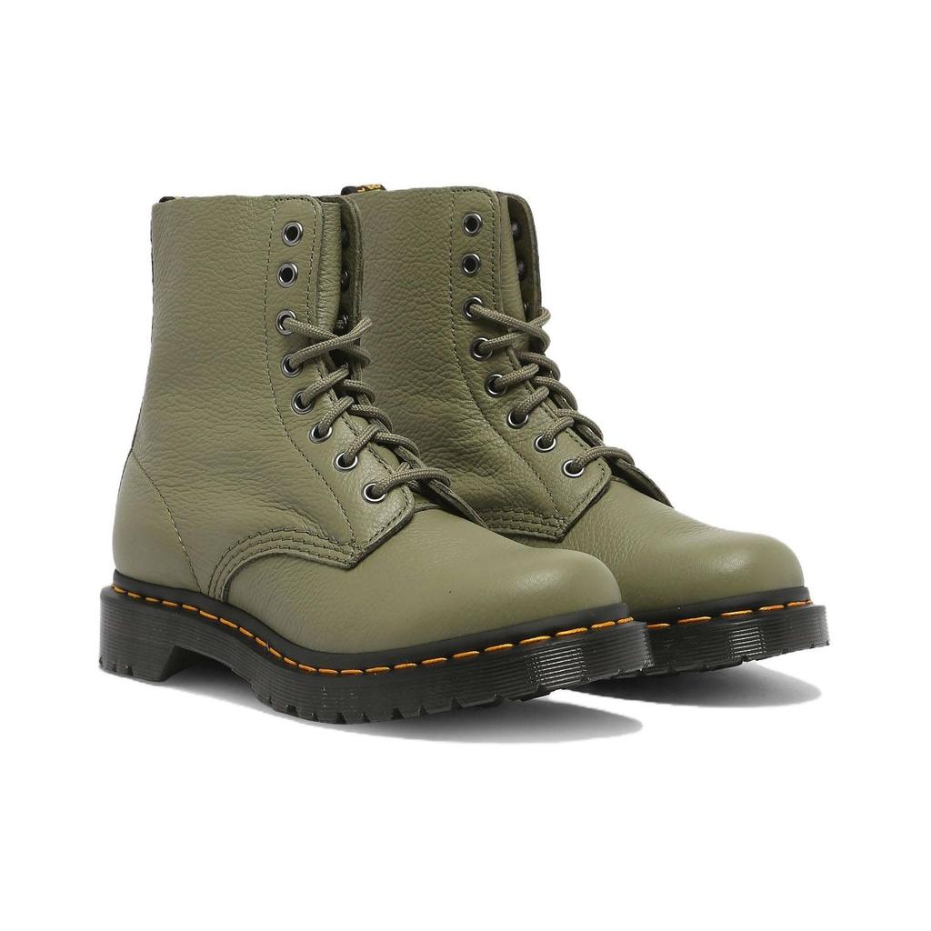Dr. Martens Round Toe Lace-Up Chunky Heel Short Boots Women Boots Green 31693357