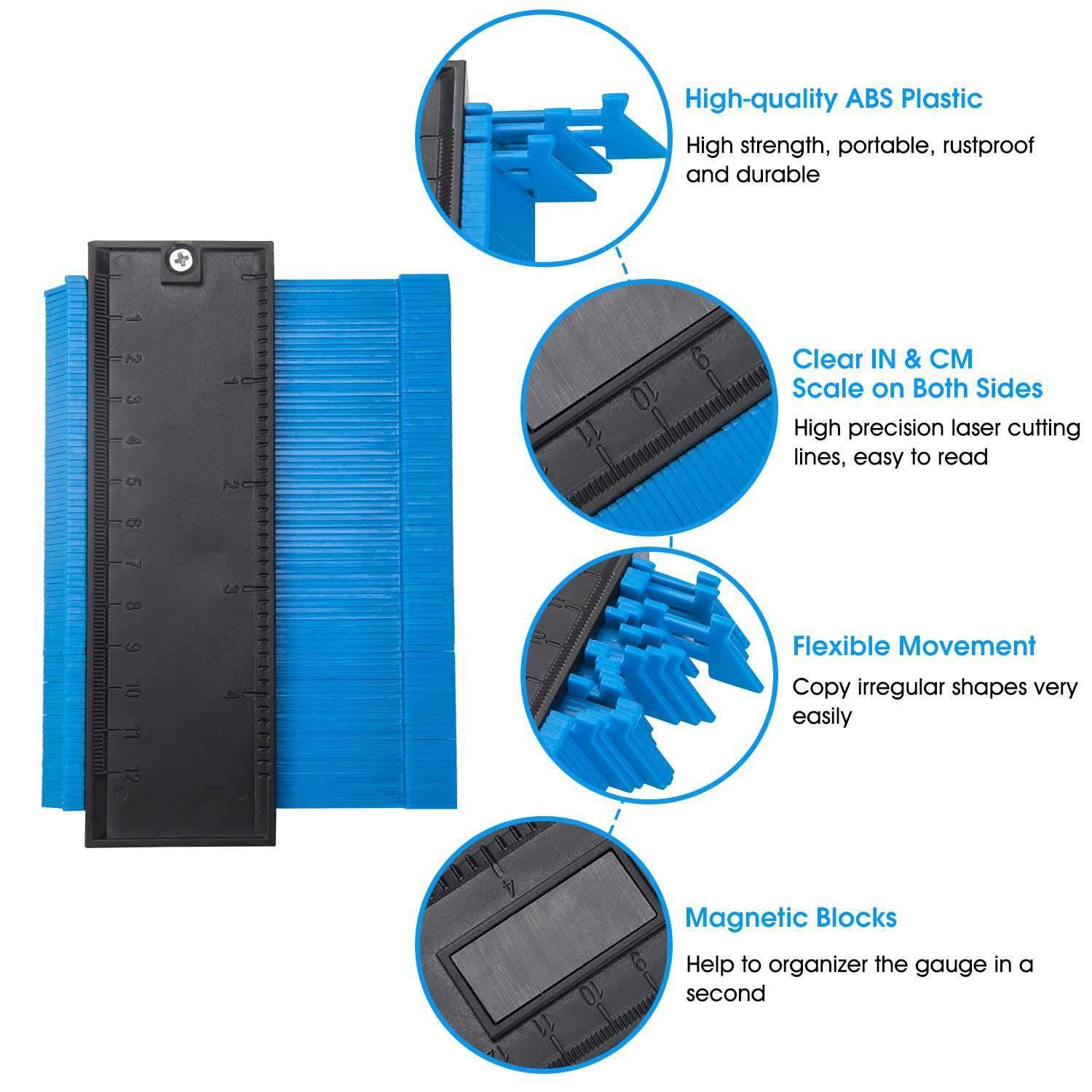 

12/14/25 см неправильные контуры, дуговая линейка, пластиковый датчик, контурный профиль, шкала, шаблон, шкала кривизны, плитка, ламинат 14CM синий