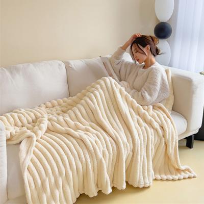 Koc futrzany Przytulny pluszowy Gruby w paski Koc bąbelkowy Jednokolorowy Puszysty Ciepły koc na kanapę Łóżko Sofę Salon Biuro