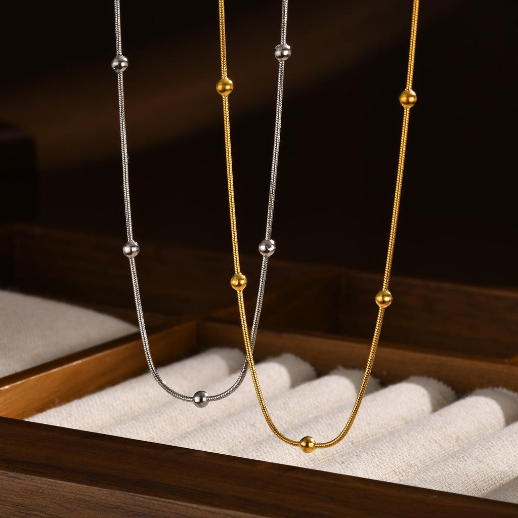 Stainless Steel Round Ball Chain Necklace,1mm Thin Link Necklace Fashion Jewelry for Women