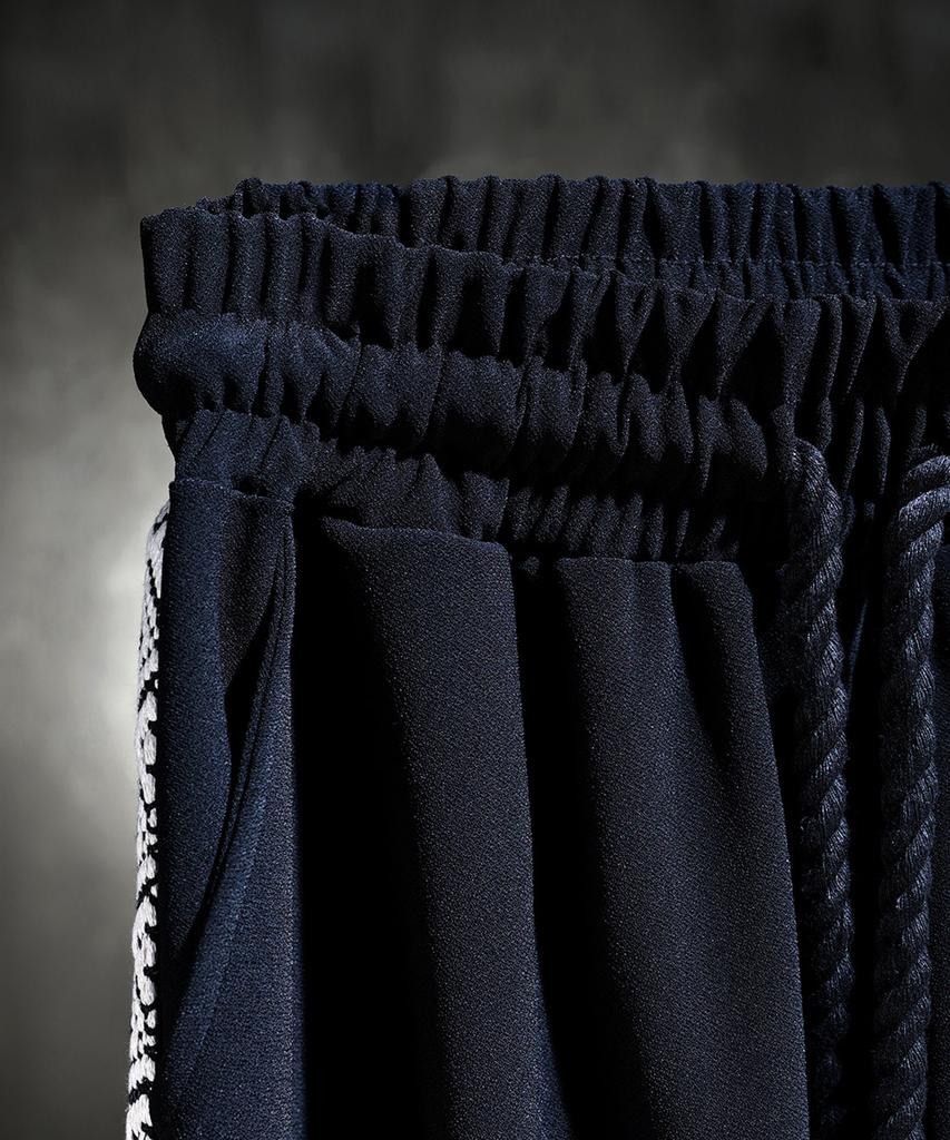 Kileutimuka Embroidered Ethnic Rope Wide Pants Black