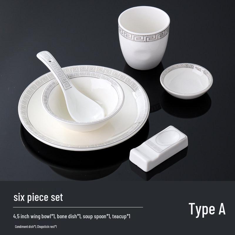 Luxury Ceramic Tableware Set - 4-Piece High-End Bowls, Plates & Dishes for Hotels & Restaurants