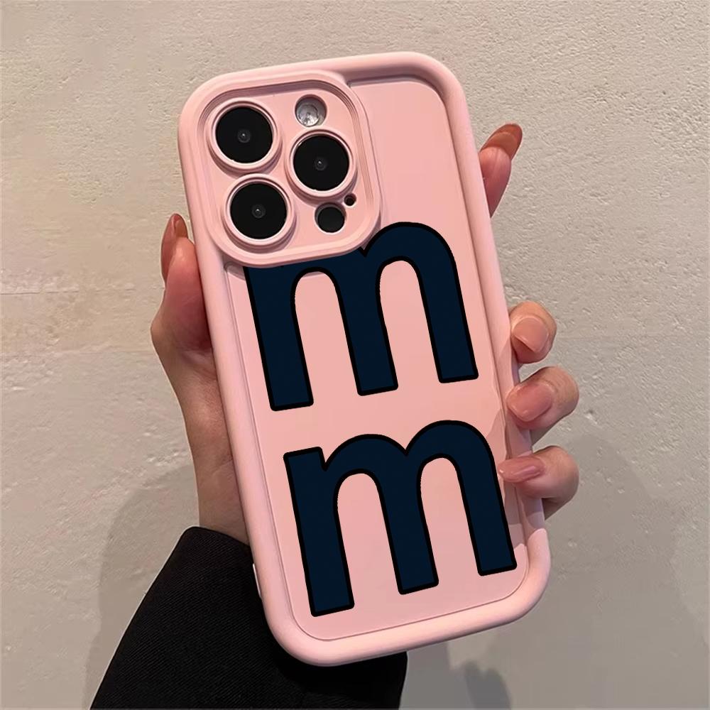 Simple Black White Stitching Letter M Phone Case for IPhone16 15 14 12 13 11Pro Pro XSMax 7 8Plus X XR SE Shockproof Phone Cover