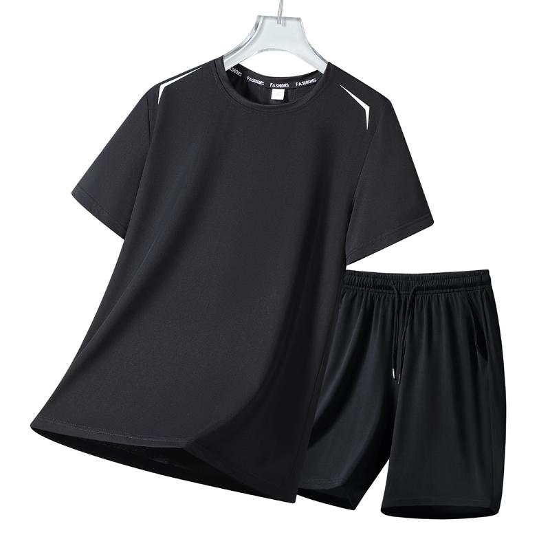 Short-sleeved Quick-drying T-shirt Ice Silk Quick-drying Short-sleeved Printed Breathable Mesh Round Neck T-shirt For Men